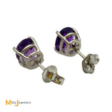 14K White Gold 1.92ctw Oval Cut Amethyst Stud Earrings