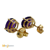 14K Yellow Gold 2.86ctw Oval Cut Amethyst Stud Earrings