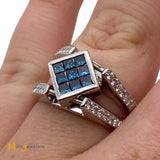 18K White Gold Reversible 0.54cts Blue 0.54cts White Diamond Ring Size 7.75