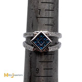 18K White Gold Reversible 0.54cts Blue 0.54cts White Diamond Ring Size 7.75