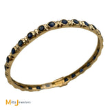 14K Yellow Gold Lucky 6.72ctw Blue Sapphire Bangle Bracelet