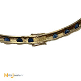 14K Yellow Gold Lucky 6.72ctw Blue Sapphire Bangle Bracelet