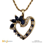 14K Yellow Gold 1.17cts Blue Sapphire 0.15cts Diamond Heart Slide Pendant