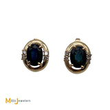 14K Yellow Gold 3.3cts Blue Sapphire 0.24cts Diamond Earrings