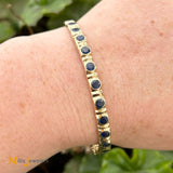 14K Yellow Gold Lucky 6.72ctw Blue Sapphire Bangle Bracelet