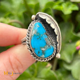 Sterling Silver 925 Vintage Blue Turquoise Ring Size 9.5