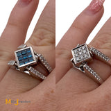 18K White Gold Reversible 0.54cts Blue 0.54cts White Diamond Ring Size 7.75