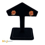 14K Yellow Gold Carved Coral Rose Stud Earrings