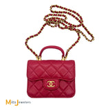 Chanel Deep Pink Lambskin Flap Coin Purse Crossbody Bag 2021