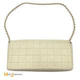 Chanel Vintage Cream Lambskin Chocolate Bar East West Shoulder Bag 2002-2003