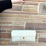 Chanel Vintage Cream Lambskin Chocolate Bar East West Shoulder Bag 2002-2003