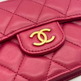 Chanel Deep Pink Lambskin Flap Coin Purse Crossbody Bag 2021