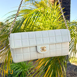 Chanel Vintage Cream Lambskin Chocolate Bar East West Shoulder Bag 2002-2003