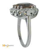 14K White Gold 4.23ct Citrine 0.30ctw Diamond Cocktail Ring Size 7.5