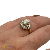 Vintage 14K Yellow Gold 1.49ctw Diamond 80's Style Cluster Ring Size 6.25