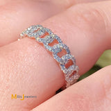 14K White Gold 0.62ctw Round Brilliant Diamond Cuban-Style Band Size 6.25