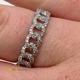 14K White Gold 0.62ctw Round Brilliant Diamond Cuban-Style Band Size 6.25