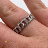 14K White Gold 0.62ctw Round Brilliant Diamond Cuban-Style Band Size 6.25