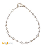 14K White Gold 1.88ctw Round Brilliant Diamond Chain Link Bracelet