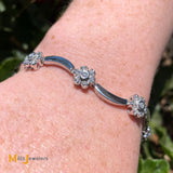 14K White Gold 1.50ctw Diamond Flower Link Bracelet