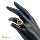 14K White Gold 4.23ct Citrine 0.30ctw Diamond Cocktail Ring Size 7.5