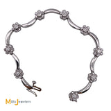 14K White Gold 1.50ctw Diamond Flower Link Bracelet