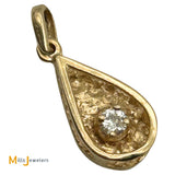 14K Yellow Gold 0.13ct Round Brilliant Diamond Solitaire Pear Shape Slide Pendant