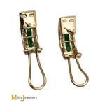 14K Yellow Gold 0.36cts Emerald 0.22cts Diamond Omega Back Earrings