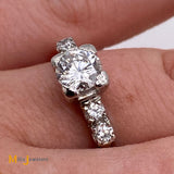 Platinum 1.08ctw Round Brilliant Natural Diamond Engagement Ring Size 8.75