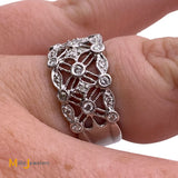 18K White Gold 0.27ctw Diamond Filigree Web Band Ring Size 6.5