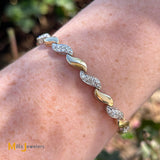 14k Two-Tone White Yellow Gold Diamond Link Bracelet