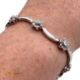 14K White Gold 1.50ctw Diamond Flower Link Bracelet