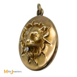 14K Yellow Gold 0.05ct Diamond Lion Head Locket Pendant