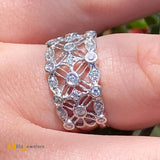 18K White Gold 0.27ctw Diamond Filigree Web Band Ring Size 6.5