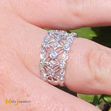 18K White Gold 0.27ctw Diamond Filigree Web Band Ring Size 6.5