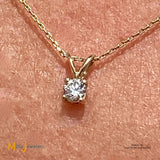 14K Yellow Gold 0.18ct Round Brilliant Diamond Solitaire Slide Pendant