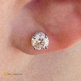 14K White Gold 1.43ctw Natural Diamond Solitaire La Pousette Back Stud Earrings