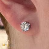 14K White Gold 1.70ctw Natural Diamond Stud Screw Back Earrings