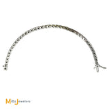 14K White Gold 3.28ctw Round Brilliant Diamond Bezel Bar Link Tennis Bracelet