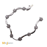 14K White Gold 1.50ctw Diamond Flower Link Bracelet