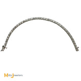 14K White Gold 3.28ctw Round Brilliant Diamond Bezel Bar Link Tennis Bracelet