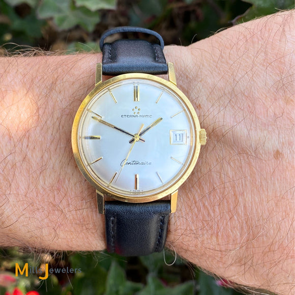 Vintage Eterna-Matic Centenaire 18K Yellow Gold Men's Watch