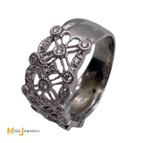 18K White Gold 0.27ctw Diamond Filigree Web Band Ring Size 6.5