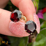 14K Yellow Gold 4.44ctw Oval Cut Garnet Stud Earrings