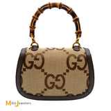 Gucci Bamboo 1974 Jumbo GG Monogram Canvas and Leather Crossbody Bag