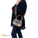 Gucci Bamboo 1974 Jumbo GG Monogram Canvas and Leather Crossbody Bag