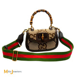 Gucci Bamboo 1974 Jumbo GG Monogram Canvas and Leather Crossbody Bag