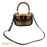 Gucci Bamboo 1974 Jumbo GG Monogram Canvas and Leather Crossbody Bag