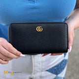 Gucci GG Black Leather Zip Around Wallet