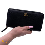 Gucci GG Black Leather Zip Around Wallet